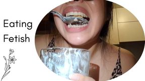 Eating cereals my favorite breakfast