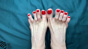 Footfetish and a new pedicure in red