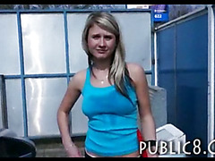 Pretty amateur Czech girl in a carwash fucked for some money