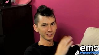 Emo twink Colby London fucking hard after big cock blowjob