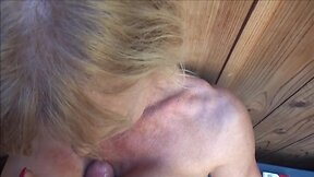 one of the best  slut in chastity suck a schlong in public