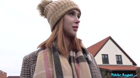 Redheaded British beauty mesmerizes with charm in a daring public romp
