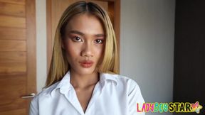 Ladyboystar - a 1010 Blonde Ladyboy Loves Anal Sex and Facial Cumshots