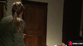 ”Shemale officer having wild threesome with males”