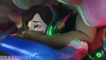 Dva stuck between her mecha and dick