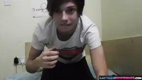 Cute college boy plays with his hot twink dick