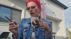 Chain Smoking Denim Goddess – Coffee, Cleavage & Nicotine Cravings