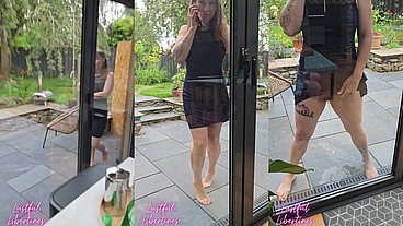 Pee desperation Tease you with a sneaky pee as I take a call