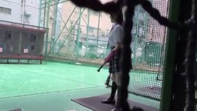 Azusa Baseball Catcher Now Aroused with Nightly Exercises - See Her Batting Skills Turn