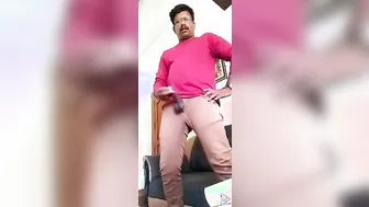 Indian Mature Man Shows Off Uncut Big Cock in Denim