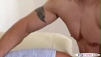 Cock riding stud facialized in mmf threesome