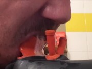 locked in my studio gum mask with my piss my cum and my braces