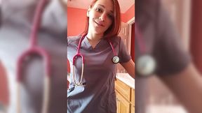 Sexy nurse w Big Natural Tits shows body & rides Toy on cam