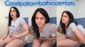 Constipated in the bathroom and full of farts!