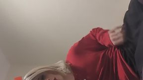 Girly Heather Ashley tease strips then shoots from her big cock