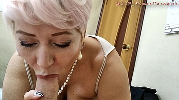 My personal mature whore Aimee: deep throat close-up, tit fuck, rider and cum on face))