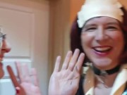 (BTS) Sissy Latex maid Lucy gives the delivery guy a shock