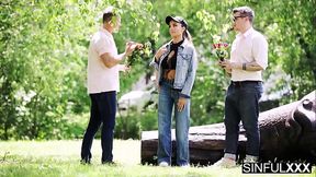 Diana Lawrence gets intimate with two big cocks