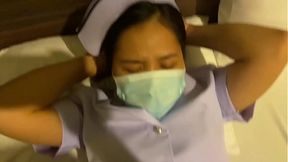 The nurse made an appointment to have sex with a friend. The water broke in her pussy.