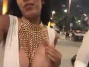 Katrina Moreno Shows huge tits in public in Ibiza