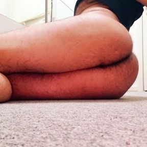 Asian big chubby ass guy shows horny hairy butthole