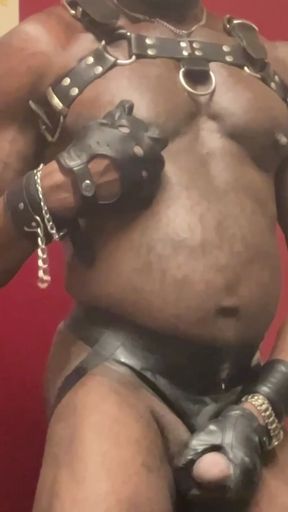 Black Muscle BBC Big Butt Leather Latex Flex & Wank