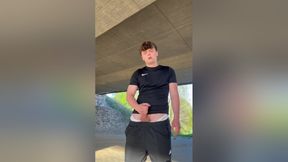 Risky Outdoor Cumshot In Hot Sport Clothing