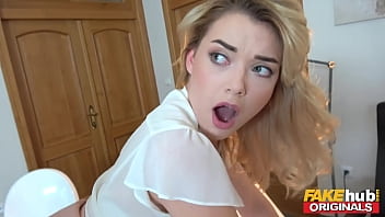 FAKEhub - Hot blonde German secretary Anny Aurora thinks her new boss is the delivery guy and lets him fuck her plump ass and puffy tits and warm pussy to orgasm