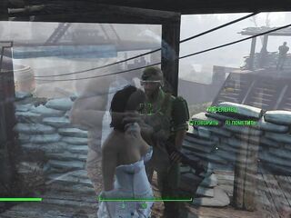 Three-Some sex with the bride. The Bride Cheats in the Fallout Game - Porno Game, ADULT mods