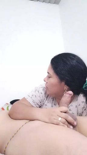 Professional Latina submissive deep blowjob