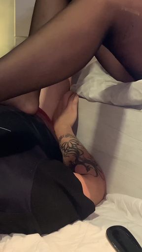 My Slave Is so Submissive to Me That He Licks His Feet and Sucks