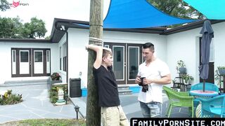 FamilyPornSite.com - Stepdad hammers his stepson and cums all over his back