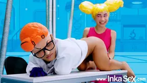 Shy stepsister De De gets a hard cock in her tight, pink anus as her