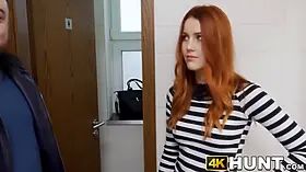 Red haired 18yo riding Big Cock after sold by boyfriend