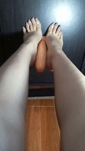 Seductive Long Toenails Footjob