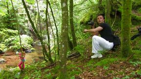 Anal fucking in the forest in fishnet bodystockings
