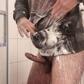 Getting wet in new hoodie &amp; Cum