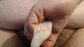 Chub Moaning Orgasm Cum into condom
