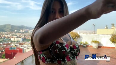 Tattooed Latina neighbor seduces Victor Bloom with rooftop sex in broad daylight