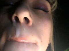 Trucker fucking Russian blonde whore and cum in mouth