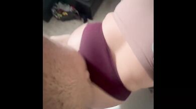 Milf gets her ass pounded while thumbing herself clean then creampied
