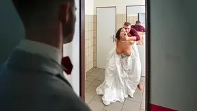 Bathroom stall hookup with horny bride who can't wait until the fucking honeymoon starts
