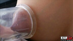 Beautiful TS Eva Lin pumps her big cock