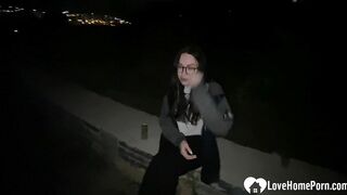 LOVEHOMEPORN - Nerdy babe gets plowed in the park