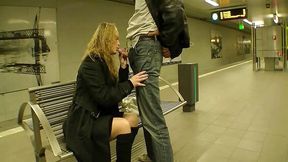 Public - In the subway station horny blowjob