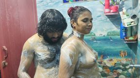 Bath Romance with Hand Job and Lip Lock
