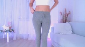 Teasing with and without yoga pants on