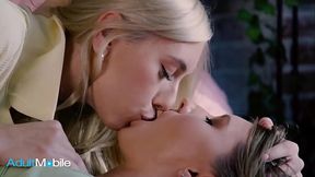 ADULTMOBILE - Beautiful Lesbian Step Sisters Eat Each Other'_s Pussy While In 69 And They Cum Hard