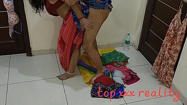 Poor beggar Indian woman seeling clothes fuck With customer Clear Hindi voice