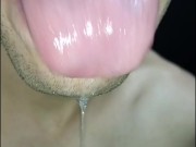 garganta profunda, sloopy, tongue, lengua juguetona, saliva, sumiso primer plano